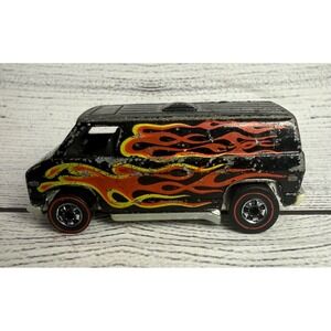 Vintage Hot Wheels Super Van 1974 Black with Flames Redline Mattel Hong Kong